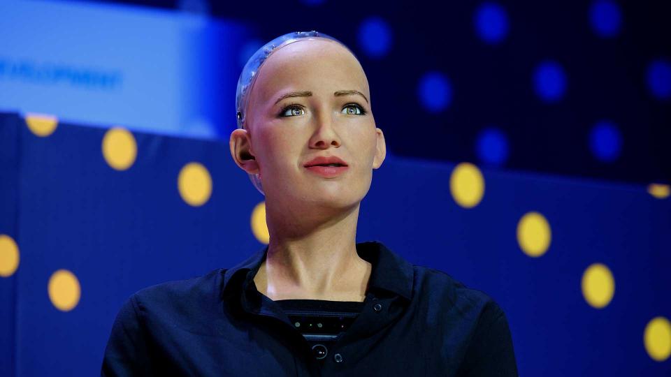 10y11Bahía (3) La robot Sophia presente en el evento Industrial Summit 2018