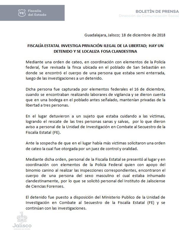 Duu7TdVV4AEFCse #Boletín | Fiscalía Estatal investiga privación ilegal de la libertad; hay un detenido y se localiza fosa clandestina.