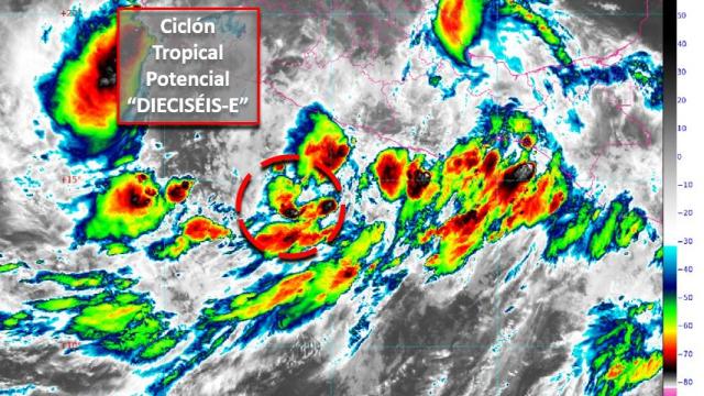 16E Se ha formado el Ciclón Tropical Potencial 16-E a partir de una zona de Baja Presión en el océano Pacífico