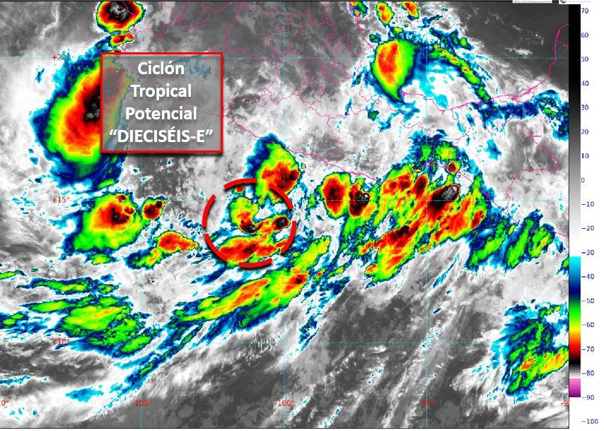 16E Se ha formado el Ciclón Tropical Potencial 16-E a partir de una zona de Baja Presión en el océano Pacífico