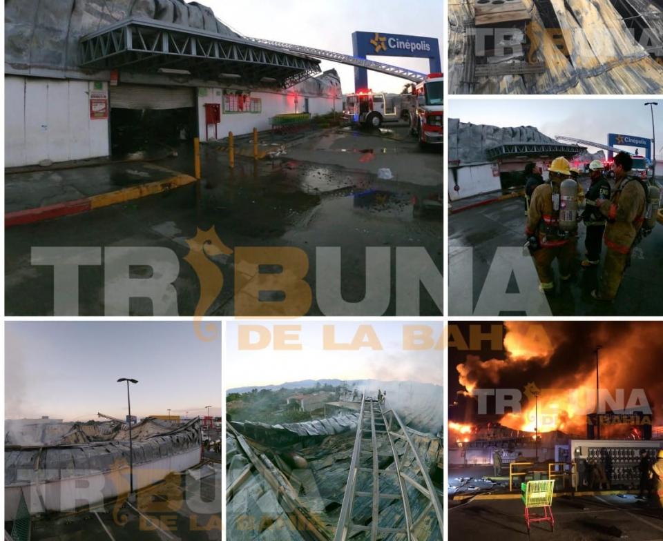 IncendioSupermercado Usan más de 200 mil litros de agua para sofocar incendio en bodega Aurrera en Bahía de Banderas