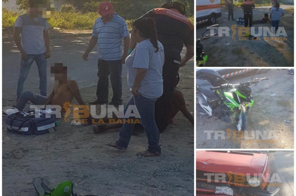 accidente-1024x680 Tripulantes de motocicleta resultan lesionados al chocar contra vehículo
