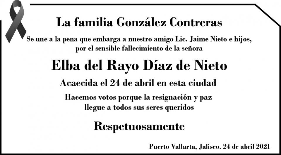 Condolencias Elba Díaz de Nieto Esquela Elba