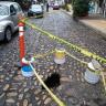 Socavón en olas altas Se abre socavón en Olas Altas
