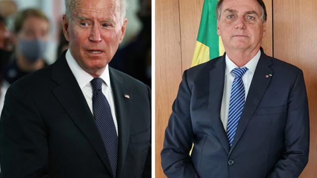 Bolsonaro dice que "la obsesión" de Biden por el medioambiente le "estorba" Jair Bolsonaro y Joe Biden