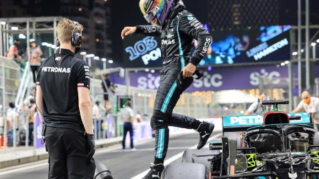 Lewis Hamilton GP de Arabia Lewis Hamilton tras conseguir la pole position en el GP de Arabia