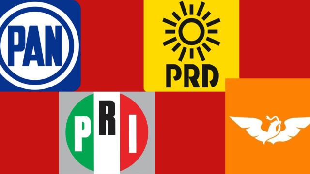 Logos del PAN, PRI, PRD y Movimiento Ciudadano