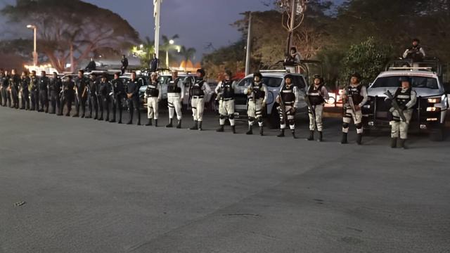 Elementos de seguridad formados frente a unas patrullas